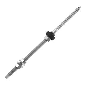 Pack of 4 Hanger Bolts 304 Stainless Steel Height Adjustable Solar Hanger Bolts for Photovoltaic Solar Attachment on Building Roofs, M10 x 250 mm