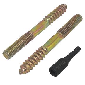 10pcs Hanger Bolts Double Headed Bolts Self-Tapping Screw Kit,with M8x1.25mm Hanger Bolt Driver,for Furniture Wood Connection(M8x75mm), zinc plated