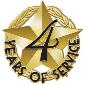 Crown Awards 1" x1" 4 Year of Service Recognition Lapel Pins, Star-Shaped 4 Year of Service Gold Lapel Pins Prime
