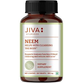 JIVA Ayurveda Neem Tablets 100% Natural Ayurvedic Herbal Supplement Veg Tablets - 120 Tablets (1)