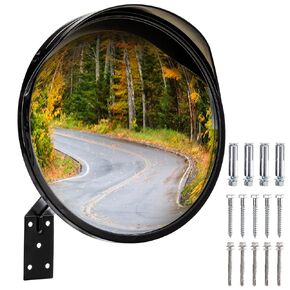 YOUEON 12" Acrylic Convex Mirror, Security Mirror for Garage, Driveway, Parking Lots, Store and Warehouse, Round Traffic Mirror for Indoor & Outdoor, Angle Adjustable Convex Blind Spot Mirror