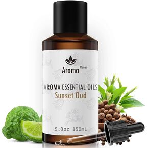 Wood-Inspired Hotel Collection Diffuser Oil - Horizon Blaze - Reed Essential Oil Blends for Home Luxury Aroma Diffuser, Cinnamon, Incense and Ambergris, Elevate Room with Air Fresheners - 5.3fl oz