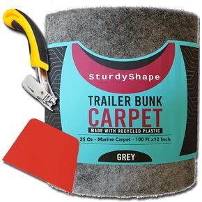 SturdyShape Boat Trailer bunk Carpet -The Marine Carpet is 100ftx12in 25oz- Boat bunk Board Carpet - Boat Lift Bunk Carpeting Replacement Bunker, Jet ski bunk/Boat Trailer Carpet (Grey, 12In x 100Ft)
