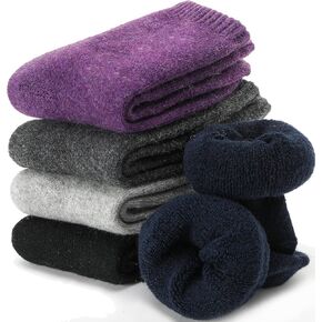 EBMORE 5 Pairs Womens Merino Wool Thermal Socks Winter Thick Warm Hiking Cozy Crew Comfy Boot Socks