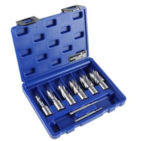 Accusize Industrial Tools Slugger Cutter Set 1" Cutting Depth with 3/4" Weldon Shank, 9/16'', 11/16'', 13/16'' Cutting Diameter, 8 Pcs/Set, 0519-0001