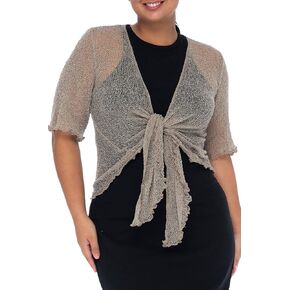 Back From Bali Womens Plus Size Shrug Short Sleeve Sheer Cardigan Lightweight Knit Bolero Arm Cover 2X 3X 4X