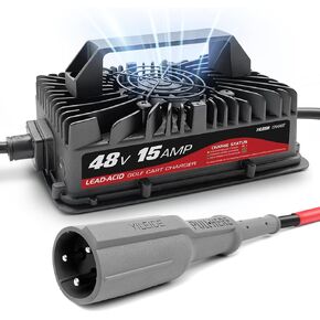 15 AMP 48 Volt Golf Cart Charger for Club Car with 3-Pin Round Plug