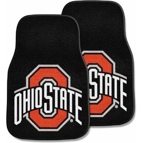 FANMATS 5293 Ohio State Buckeyes Front 2-Piece Team Logo Carpet Car Mat Set, Front Row Automotive Floor Mats, Non-Slip Backing, Team Colors