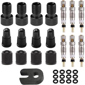 4 قطع محول صمام بريستا، محول صمام بريستا إلى شريدر، نفخ الإطار باستخدام مضخة قياسية أو ضاغط هواء، بما في ذلك 6 قطع من قلوب صمامات بريستا بدون أنابيب و8 قطع من أغطية جذع الصمام in Kuwait