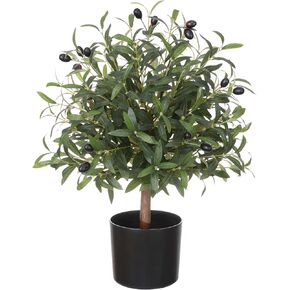 25.5" Tall Artificial Topiary Ball Olive Tree with Leaves and Fruits, Olive Boxwood Topiary Ball Potted Bushes UV Resistant Potted Plants for Garden Indoor Outdoor Home Decor
