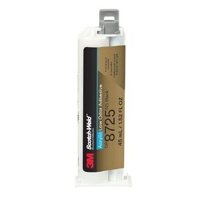 Scotch-Weld Low Odor Acrylic Adhesive 8700, DP8725NS, Improved Formulation for Cold Temperatures, Impact and Peel Strength, Non-Flammable, Black, 45 mL Duo-Pak