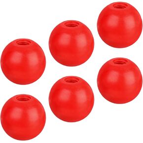 Threaded Ball Knobs (40mm/1.57") 6Pcs, Plastic Ball Lever Knob with M12 Female Thread Iron Insert - for Machine Handle Tool Replacement, Red