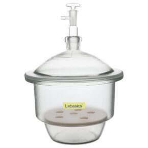 Glass Vacuum Desiccator, Glass Lab Vacuum Desiccator with Glass Vacuum Valve and Porcelain Plate for Laboratory Research (9.4 Inch)