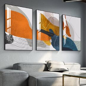 GREYAS Black Frame Abstract Bright Style Wall Art 3-piece Set of Famous Paintings Posters Prints Minimalism Natural Fusion Living Room Bedroom Bathroom Office Wall Art Deco Large Size 16 "X 24"