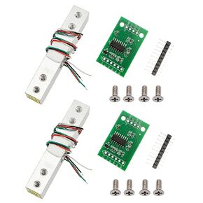 2 Sets Digital Load Cell Weight Sensor with Screws + HX711 AD Module Weighing Sensor for DIY Portable Electronic Kitchen Scale Kit compatible Arduino (20kg (44lb))