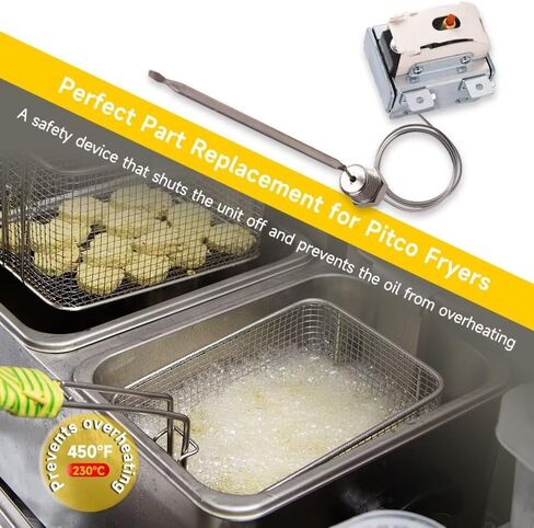 اتصال مزدوج PP10084 مفتاح ترموستات عالي الحد، إعادة ضبط يدوي، حد 450 درجة فهرنهايت/230 درجة مئوية، متوافق مع مقلاة بيتكو VF35، MGII، سلسلة SG14، إلخ in Kuwait