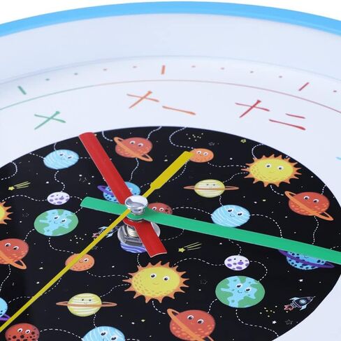 Kids Wall Clock - 10" | Educational Playroom Wall Decor with Chinese Numbers | Silent Wall Clock for Kids Room with Tempered Glass, Blue Space Design in Saudi Arabia