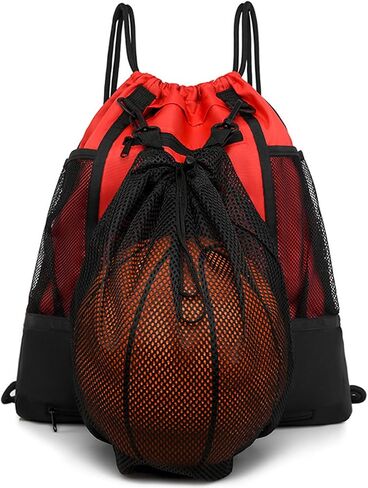 Lohol Drawstring Basketball Backpack with Bottle Holder for Sports Gym Yoga Swim Workout Beach Camp, Waterproof Training Equipment Bag with Detachable Mesh Bag fit Volleyball Soccer in Saudi Arabia