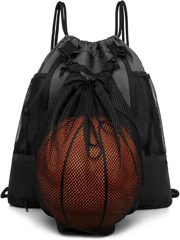 Lohol Drawstring Basketball Backpack with Bottle Holder for Sports Gym Yoga Swim Workout Beach Camp, Waterproof Training Equipment Bag with Detachable Mesh Bag fit Volleyball Soccer in Saudi Arabia