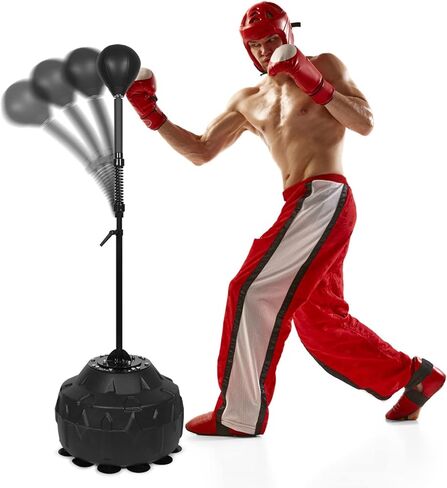 Speed Bar with Thick Base, Reflex bag Free Standing Boxing Bag with Adjustable Height & Reinforced Spring Strong Durable Relief Stress Ball for boxer fitness person in Kuwait