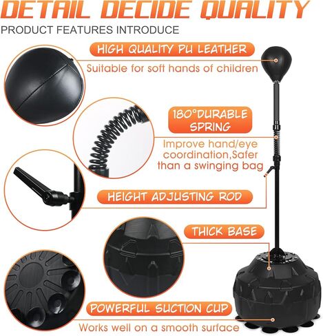 Speed Bar with Thick Base, Reflex bag Free Standing Boxing Bag with Adjustable Height & Reinforced Spring Strong Durable Relief Stress Ball for boxer fitness person in Kuwait