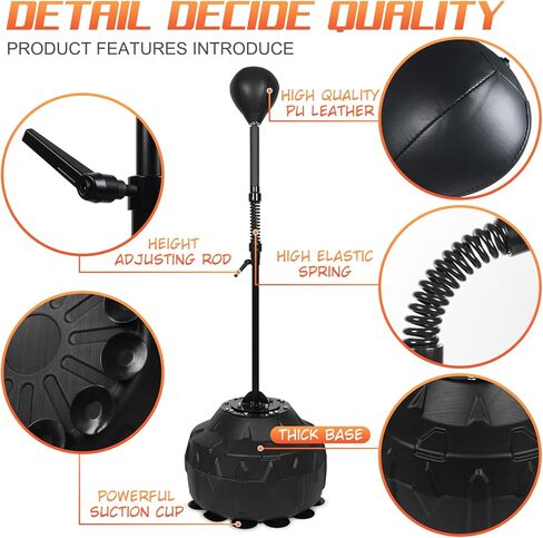 Speed Bar with Thick Base, Reflex bag Free Standing Boxing Bag with Adjustable Height & Reinforced Spring Strong Durable Relief Stress Ball for boxer fitness person in Kuwait