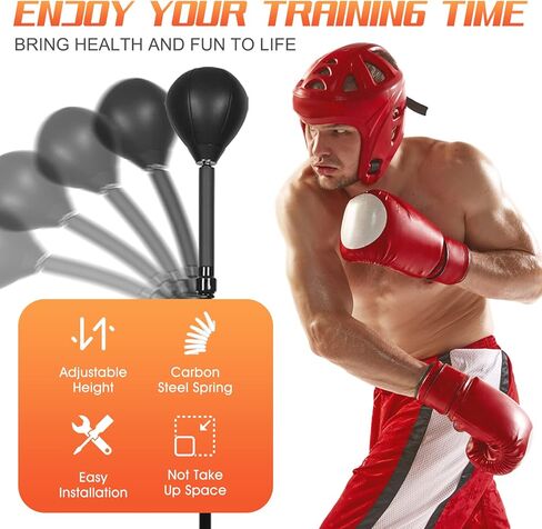 Speed Bar with Thick Base, Reflex bag Free Standing Boxing Bag with Adjustable Height & Reinforced Spring Strong Durable Relief Stress Ball for boxer fitness person in Kuwait