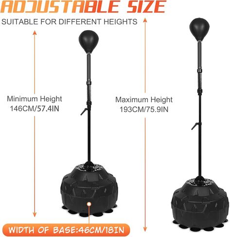 Speed Bar with Thick Base, Reflex bag Free Standing Boxing Bag with Adjustable Height & Reinforced Spring Strong Durable Relief Stress Ball for boxer fitness person in Kuwait