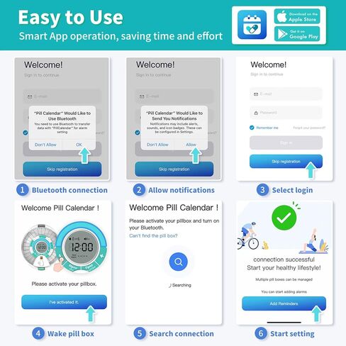 Zoksi 2023 Upgrade Bluetooth Smart Automatic Pill Dispenser, Electronic Medication Dispenser for Elderly, 28 Compartments Medicine Organizer with Sound and App Alarm in Kuwait