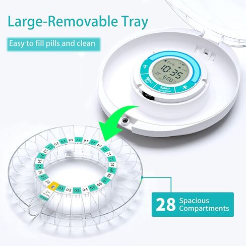 Zoksi 2023 Upgrade Bluetooth Smart Automatic Pill Dispenser, Electronic Medication Dispenser for Elderly, 28 Compartments Medicine Organizer with Sound and App Alarm in Kuwait
