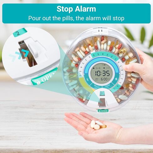 Zoksi 2023 Upgrade Bluetooth Smart Automatic Pill Dispenser, Electronic Medication Dispenser for Elderly, 28 Compartments Medicine Organizer with Sound and App Alarm in Kuwait