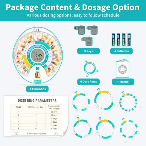 Zoksi 2023 Upgrade Bluetooth Smart Automatic Pill Dispenser, Electronic Medication Dispenser for Elderly, 28 Compartments Medicine Organizer with Sound and App Alarm in Kuwait