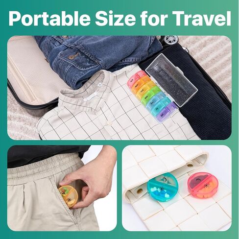 Sukuos Weekly Pill Organizer 7 Day, Large Daily Medicine Pill Box 2 Times a Day Easy to Open, BPA Free AM PM Pill Case (Glitter Clear) in Kuwait