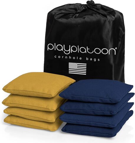 أكياس Play Platoon Cornhole مقاومة للطقس - مجموعة من 8 أكياس فول تنظيمية للرمي - أكياس حبوب الذرة ذات الحجم الاحترافي والوزن بلونين لجميع الأحوال الجوية مع حقيبة حمل in Saudi Arabia