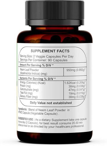 Neem Capsules - Natural Radiant Skin Supplement (90 Capsules) - Vegetarian Formula in Saudi Arabia