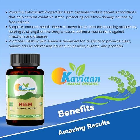 Neem Capsules - Natural Radiant Skin Supplement (90 Capsules) - Vegetarian Formula in Saudi Arabia