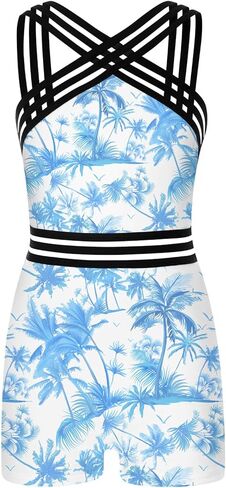 بدلة سباحة RAISEVERN للفتيات قطعة واحدة مع أشرطة متقاطعة بدلة استحمام صيفية ملابس بحر لعمر 7-14 سنة in Kuwait