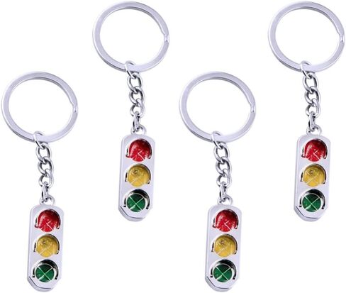 Gadpiparty Metal Key Ring 4pcs Traffic Lights Keychain Mini Traffic Lights keyring Traffic Light Lamp for Nurses Lights Keychain Car Keyring Keychain (Mixed Color Purse Keychain in Saudi Arabia