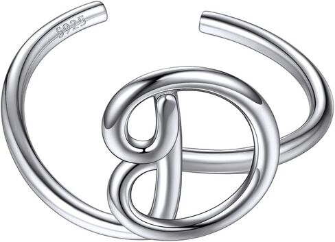 خاتم ChicSilver مخصص من الفضة الإسترليني عيار 925 بالحرف الأولي A-Z خاتم قابل للتكديس مقاس 6-11 (مع صندوق هدايا) in Kuwait
