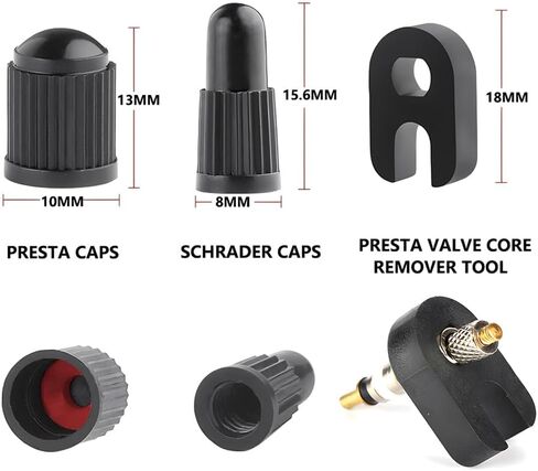 4 قطع محول صمام بريستا، محول صمام بريستا إلى شريدر، نفخ الإطار باستخدام مضخة قياسية أو ضاغط هواء، بما في ذلك 6 قطع من قلوب صمامات بريستا بدون أنابيب و8 قطع من أغطية جذع الصمام in Kuwait