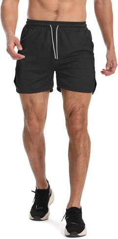 Aolesy Men's Gym Workout Shorts 5" Lightweight Bodybuilding Athletic Shorts Running Training with Zip Pockets & Towel Loop in Saudi Arabia