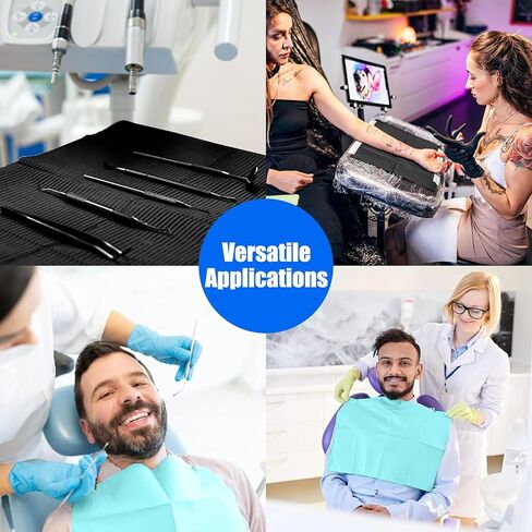 مرايل أسنان سوداء من Smilco، مرايل طبيب الأسنان للاستعمال مرة واحدة، مقاس 33.02 سم × 45.72 سم، 50 قطعة من مرايل المريض ورق الوشم، 3 طبقات مقاومة للماء، ملاءات مريلة الأسنان المقاومة للماء لطبيب الأسنان أو صينية طبية، غطاء طاولة للأظافر in Kuwait