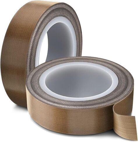Flexzion High Temperature Teflon Tape - 20mm x 10m (0.8in x32.8 Ft) Adhesive Backed Teflon Fiberglass Fabric PTFE Tape for Vacuum Sealer, Impulse Sealer, Food Packaging, Heat Sealing & Industrial Use in Saudi Arabia