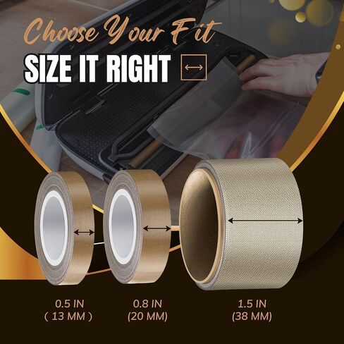 Flexzion High Temperature Teflon Tape - 20mm x 10m (0.8in x32.8 Ft) Adhesive Backed Teflon Fiberglass Fabric PTFE Tape for Vacuum Sealer, Impulse Sealer, Food Packaging, Heat Sealing & Industrial Use in Saudi Arabia