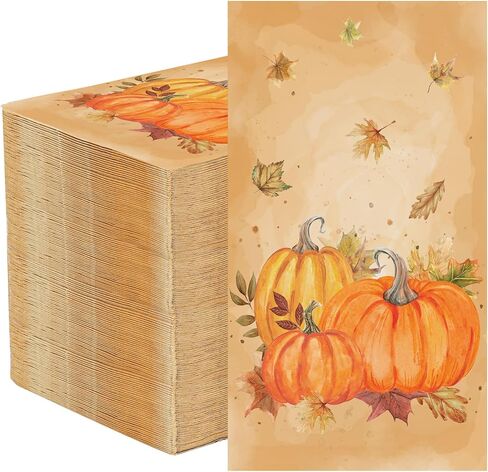 50 PCS Fall Pumpkin Guest Napkins Thanksgiving Disposable Hand Towels Farmhouse Pumpkin Paper Napkin Watercolor Maple Leaf Decorative Dinner Napkins for Autumn Thanksgiving Harvest Party Supplies in Saudi Arabia
