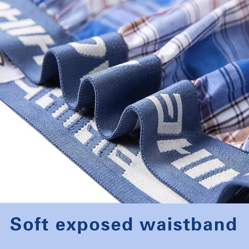 HAOSHIHE Men's woven boxer shorts 100% cotton with exposed waistband loose fit in Kuwait