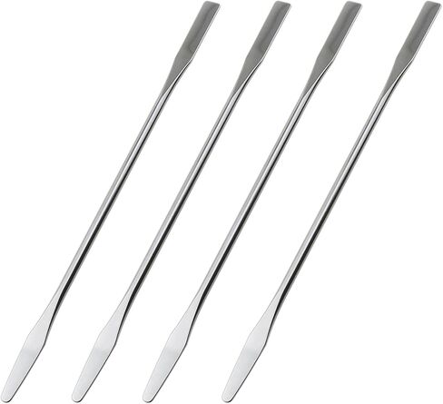 4 قطع 150 مم/5.9 بوصة ملعقة مسطحة مزدوجة الرأس للمختبر شبه مصغرة ملعقة مدببة برأس مسطح فضي من الفولاذ المقاوم للصدأ ملعقة صغيرة مزدوجة الرأس مناسبة لمختبر العلوم والحرف اليدوية in Kuwait