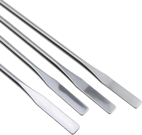 4 قطع 150 مم/5.9 بوصة ملعقة مسطحة مزدوجة الرأس للمختبر شبه مصغرة ملعقة مدببة برأس مسطح فضي من الفولاذ المقاوم للصدأ ملعقة صغيرة مزدوجة الرأس مناسبة لمختبر العلوم والحرف اليدوية in Kuwait