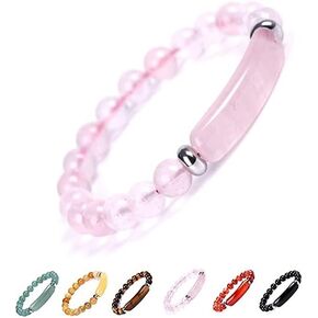 8MM Healing Stone Bracelets Aventurine Jade Stretch Bangle Bracelet Natural Gemstone Stretch Bracelet Beads Chakra Crystal Energy Heart Charm Bracelet Handmade Jewelry for Women Girls -