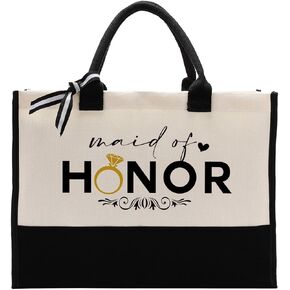 Cotton Canvas Tote Bag for Women, Canvas Tote Bag for Gifting, Canvas Bag Gift for Maid of Honor, Bridesmaid Appreciation Wedding Gift, Maid of Honor Gifts Travel Bag, Beach Canvas Tote